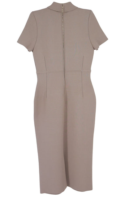 SCANLAN THEODORE Crepe Knit Collar Dress NWT Beige Camel Quiet Luxury Women's L