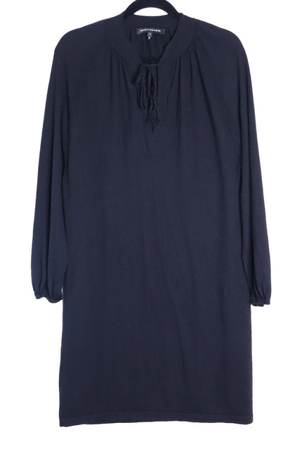 NAKED CASHMERE Long Sleeve Sweater Dress Black Shift Tassel Tie Women's M