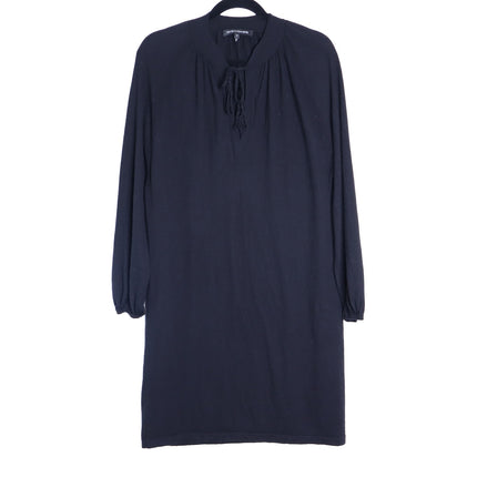 NAKED CASHMERE Long Sleeve Sweater Dress Black Shift Tassel Tie Women's M