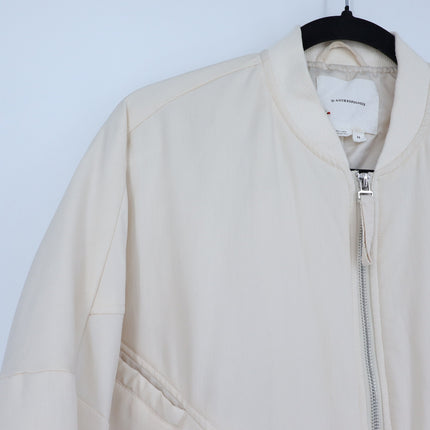 By Anthropologie Oversized Bomber Jacket Off White Zip Up Lightweight Women's XS