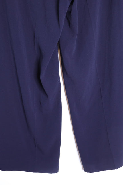 THE FOLD Clever Crepe Adelaide Wide Leg Trousers Navy Blue High Rise Women's 10