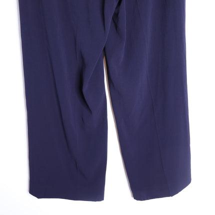 THE FOLD Clever Crepe Adelaide Wide Leg Trousers Navy Blue High Rise Women's 10