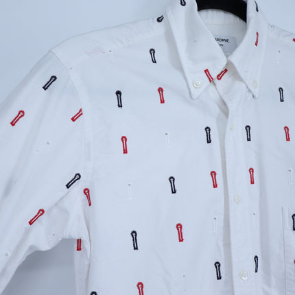 THOM BROWNE Embroidered Button Down Shirt White Long Sleeve Women's 1/US S