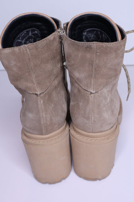 AQUATALIA Valia Platform Heeled Combat Boot Light Taupe Suede Women's 10.5