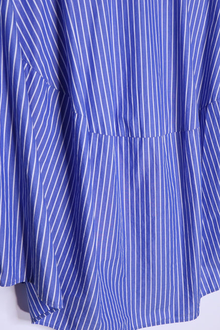 AZ FACTORY x Lutz Huelle Striped Shirtdress White Blue Oversized Women's 38/US 6