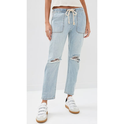 ONE TEASPOON Shabbies Drawstring Jean Blue Hustler Distressed Boyfriend Womens M