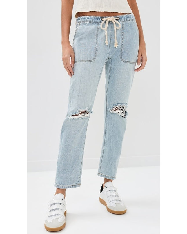 ONE TEASPOON Shabbies Drawstring Jean Blue Hustler Distressed Boyfriend Womens M