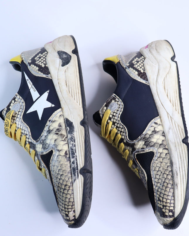 GOLDEN GOOSE Running Sole Sneaker Natural Snake Print and White Star Women's 40