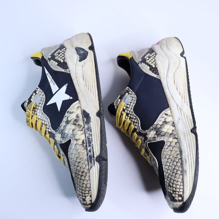GOLDEN GOOSE Running Sole Sneaker Natural Snake Print and White Star Women's 40