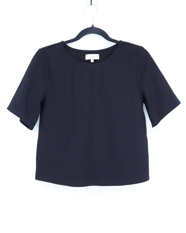 Ripley Rader Ponte Short Sleeve Top Black Boxy Fit Casual Women's 4/US L