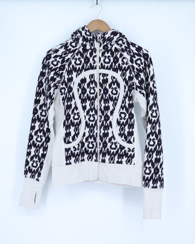 Lululemon Scuba Hoodie Simply Ikat Black White Full Zip Sweatshirt Women's 6