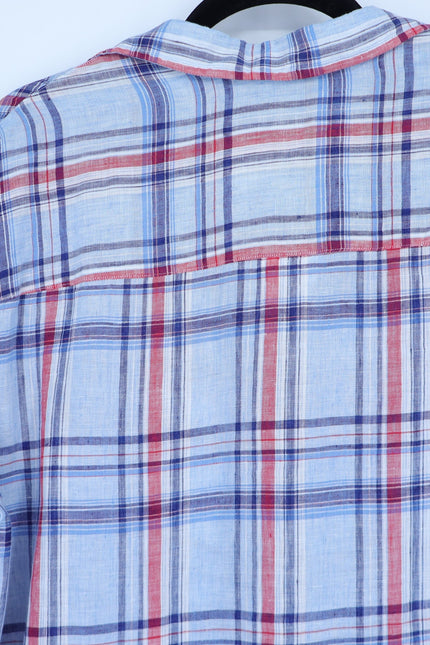 FRANK & EILEEN Mary Shirtdress Blue Red Madras Plaid Long Sleeve Women's S