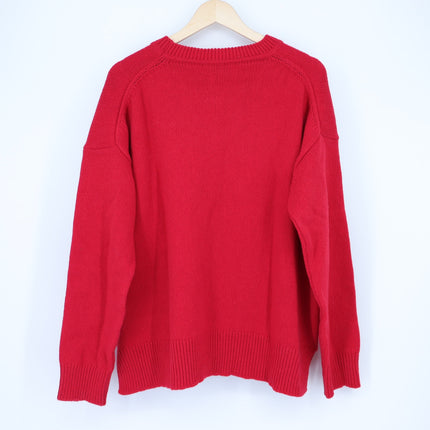 Zara Wool Pullover Sweater Red NWT Oversized Crew Neck Long Sleeve Women's L
