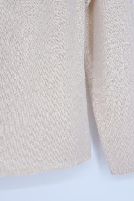 MAXMARA High Neck Cashmere Sweater Ivory Long Sleeve Quiet Luxury Women's L