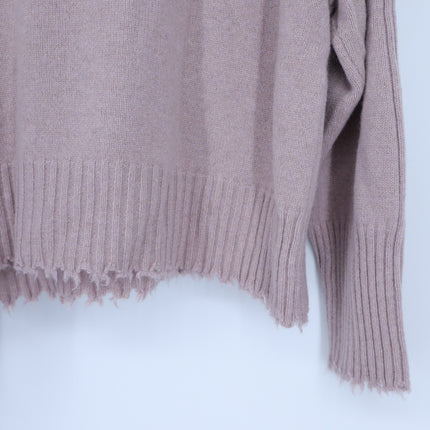 AllSaints Kiera Cashmere Crew Sweater Pashima Pink Distressed Pullover Women's S