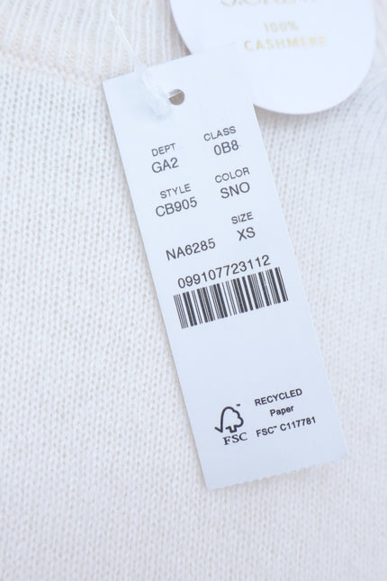 J. CREW 100% Cashmere Crewneck Sweater Snow White NWT Relaxed Fit Women's XS