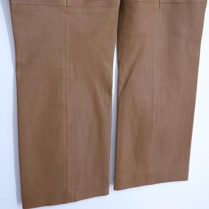 VINCE Leather Pants Camel Tan Flat Front Lamb Pelt Mid Rise Bootcut Women's M