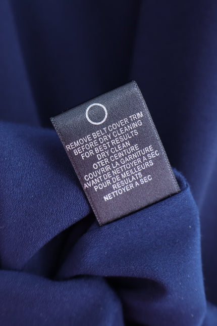 HALSTON HERITAGE Navy Blue Asymmetrical Gown Metal One Sleeve Women's 10