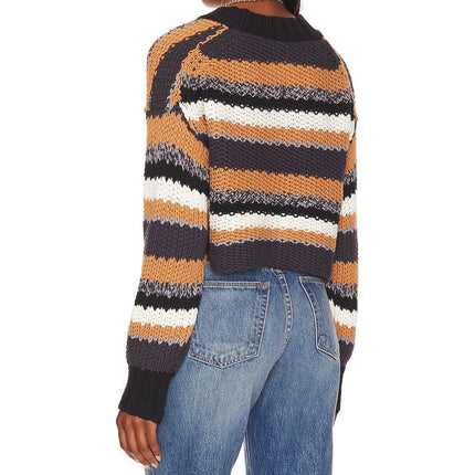 Free People Devon Sweater Sunflower Seed Combo Multicolored Stripe Women's XS