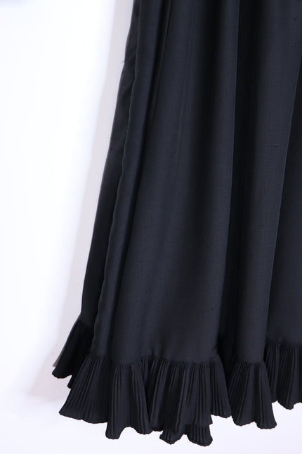 VICTOR COSTA Vintage 90s Midi Dress Black Ruffled Trim Long Sleeve Women's 4