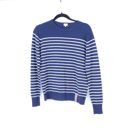 Kule Sophie Sweater 100% Cashmere Pullover Blue Stripe Crew Neck Women's S
