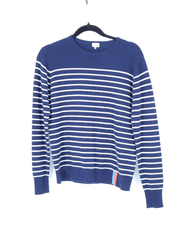 Kule Sophie Sweater 100% Cashmere Pullover Blue Stripe Crew Neck Women's S