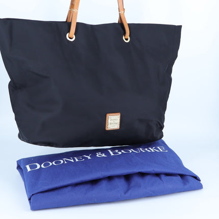 Dooney & Bourke Nylon Tote Bag Black and Tan Large Shoulder Carryall