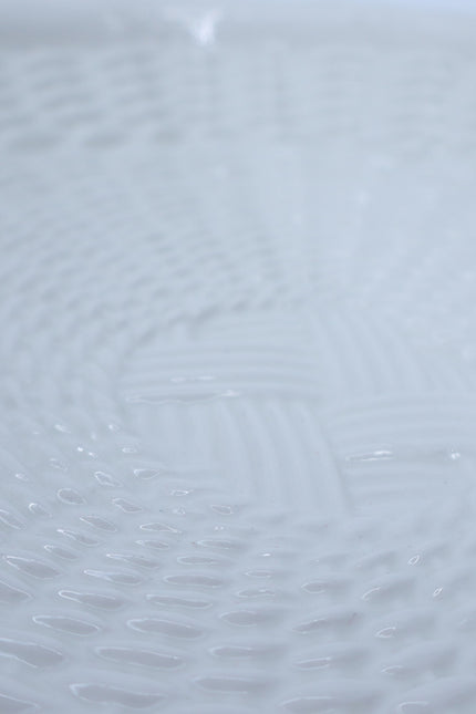 TIFFANY & CO 15" Basket Weave Serving Platter White Chop Plate Wicker 5965/38