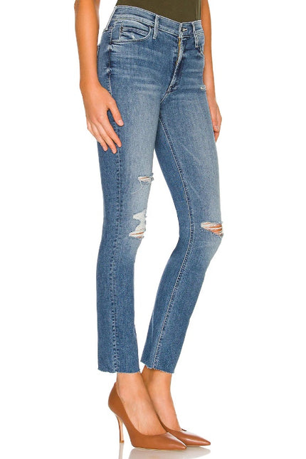 MOTHER Blue Dazzler Ankle Fray Jeans Mid Rise Weekend Warrior Women's 29
