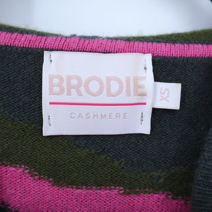 Brodie 100% Cashmere Chloe Camo Hoodie Highland Green Party Pink Women's XS