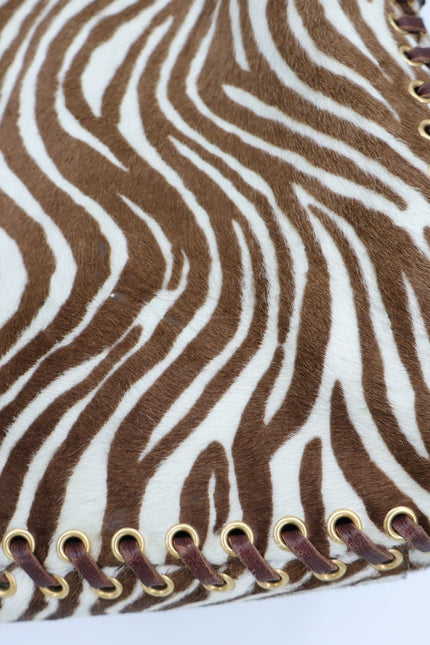 PRADA Spectrum Zebra Print Crossbody Bag Dyed Calf Fur Convertible Luxury Purse