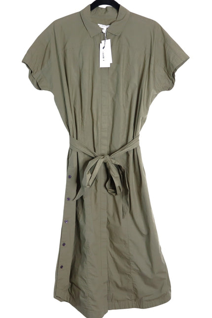 DEREK LAM NWT Mikala Belted Shirt Dress Oregano Green Short Sleeve Women's M