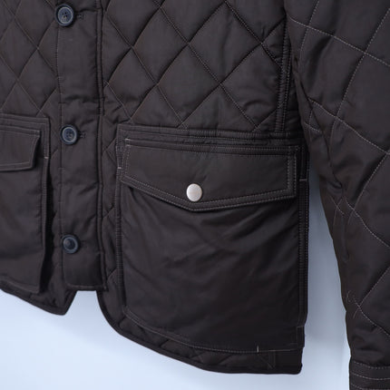 Handstich Kent Quilted Jacket Brown Fleece Lined Long Sleeve Men's 52/US L