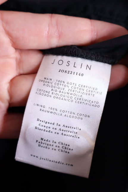 JOSLIN NEW Celia Trapeze Shirt Dress Black Organic Cotton Ruffled Lace Women's 2