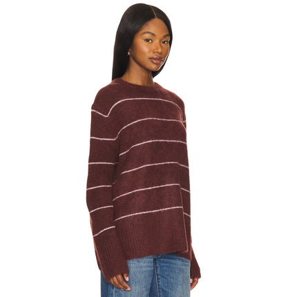 PISTOLA Ivy Pullover Sweater Terra Stripe Maroon Oversized Long Sleeve Women's S