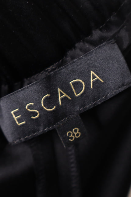 ESCADA High Waist Satin Pull On Trousers Taper Leg Ankle Black Women's 38 US 8