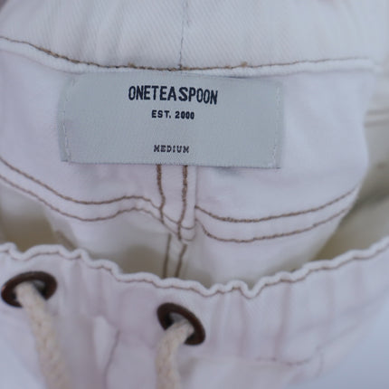 ONE TEASPOON Shabbies Drawstring Jeans White Straight Leg Boyfriend Women's M