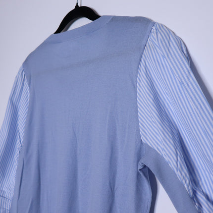 VERONICA BEARD Adler Mixed Media Sweater NWT Light Blue Merino Wool Women's XL
