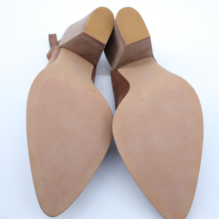 Lucky Brand Aroyli Heeled Mule Brown Leather Slingback Pointed Toe Women's 9