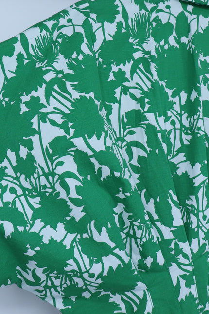 EXQUISE Green Tobie Blouse Short Sleeve Pleated Button Front Women's S