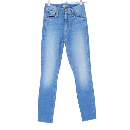 Mother Looker Ankle Fray Jeans Blue Shoot To Thrill Blue High Rise Women's 24