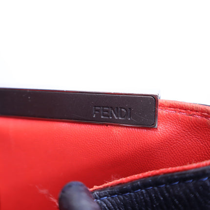 FENDI Medium Calfskin Leather 2Jours Shopping Tote Bag Navy with Red