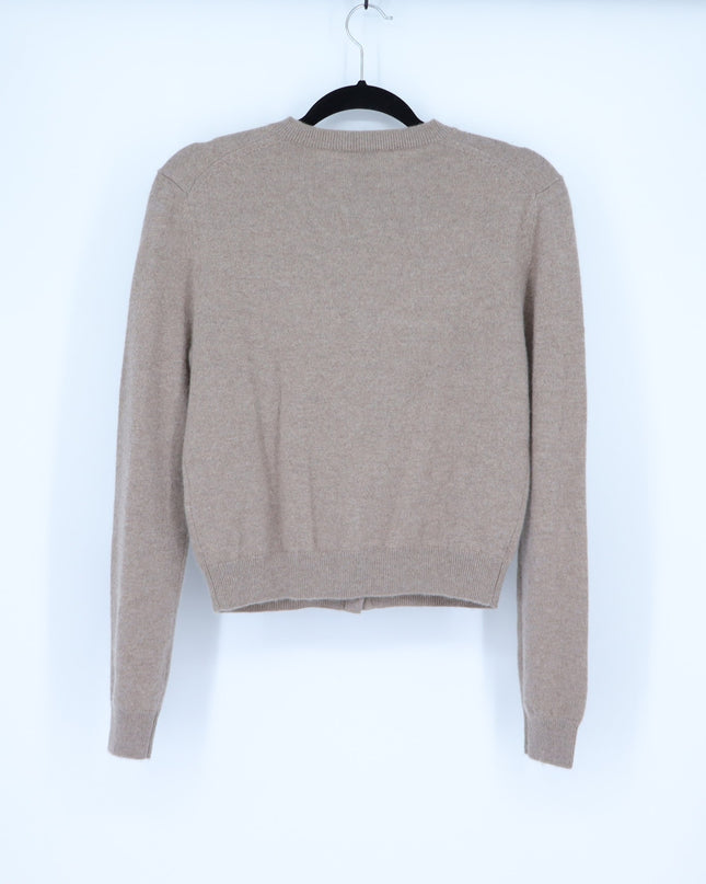 Aritzia Bare 100% Cashmere Noteworthy Cardigan Heathered Nomad Taupe Women's XS