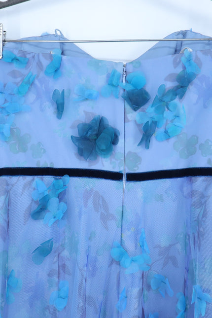 MARCHESA NOTTE 3D Floral Formal Dress Blue Strapless Women's 6