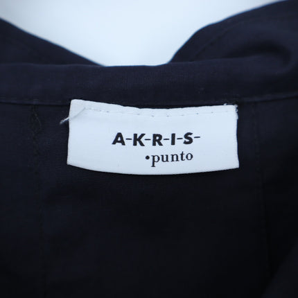 Akris Punto Elements Kimono Sleeve Blouse Navy Split Neck Popover Women's 10