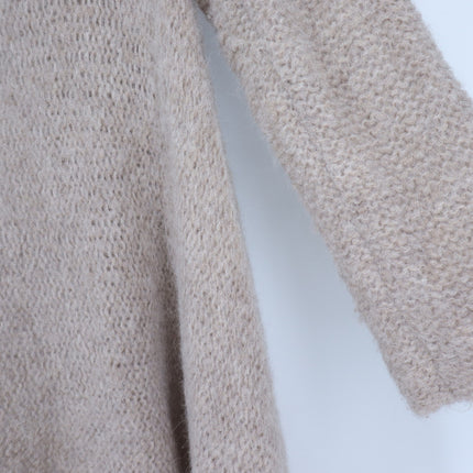 SEFTE + THE HUNTRESS Fringe Open Cardigan Oatmeal Long Sleeve Women's OS