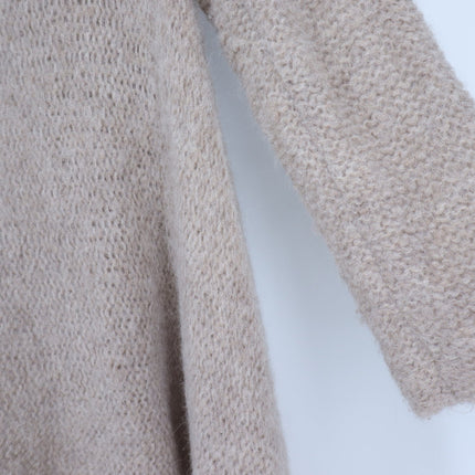 SEFTE + THE HUNTRESS Fringe Open Cardigan Oatmeal Long Sleeve Women's OS