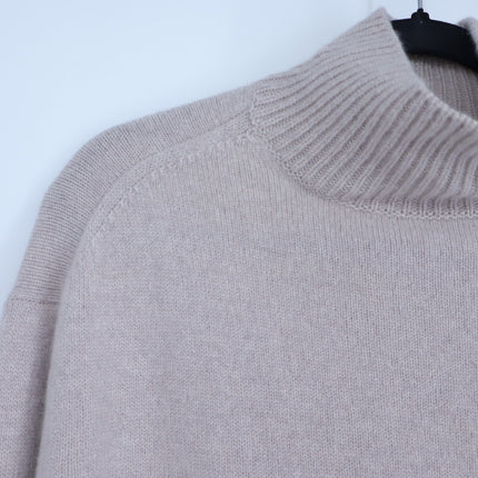 Vince Cashmere Double Slit Turtleneck Sweater Biscuit Beige Oversized Women's XS