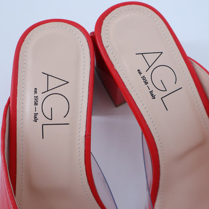 AGL Angie Leather Slide Red Heeled Sandals Art To Wear Women's 38/US 8