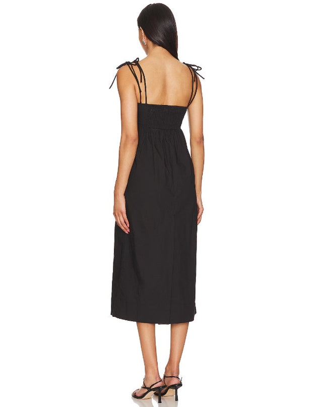 GANNI Cotton Poplin String Midi Dress NWT Black Multi-Strap Women's 34/US 2